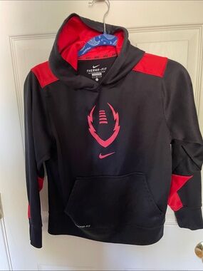 Nike Black & Red Therma-Fit Pullover Hoodie boys size large